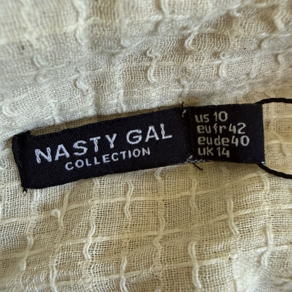 Nasty Gal Womens 10 Cream Stone Oversized Cover Up‎ Shirt Long Sleeve Button Up - Picture 5 of 8